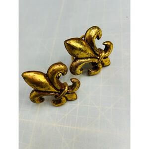 Fleur de Lis Decorative Napking Holders Set of 2 Gold Tone Vintage Look